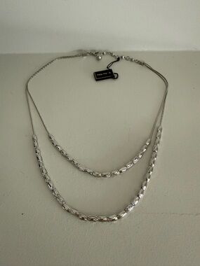 Saks Fifth Avenue Silver Double-Strand Beaded Necklace